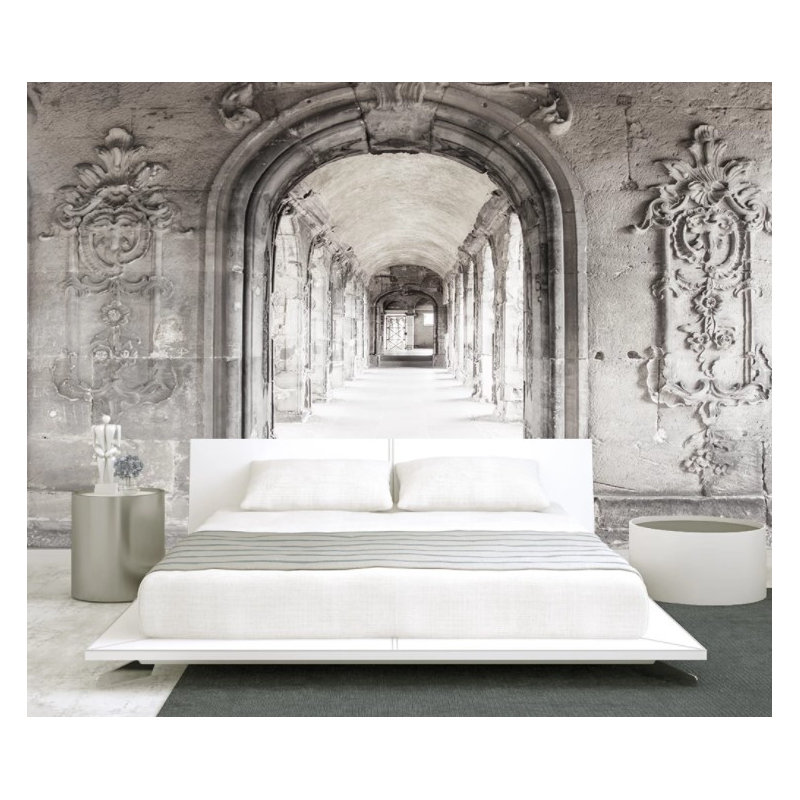 Papier peint gris architectural, L 114 po x l 172 po