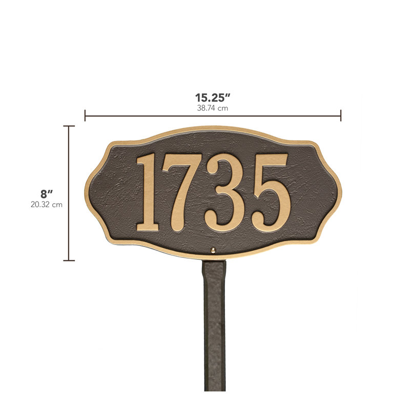 Hampshire 1-Line Lawn Address Sign, Bronze/Gold, Yes