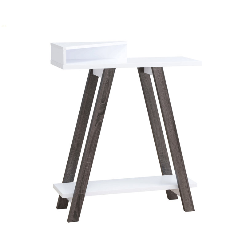 Console contemporaine à deux tons avec deux tablettes - blanc et gris, Blanc