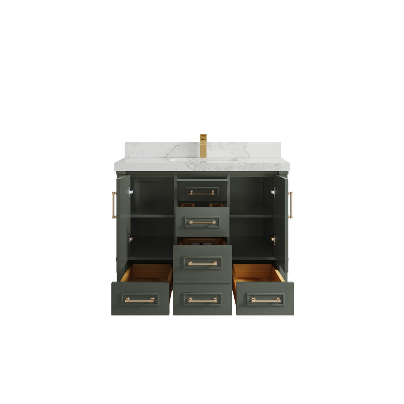 Aberdeen 42'' Single Bathroom Vanity with Top, Calacatta Nuvo