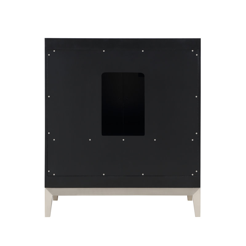 Gracie 30'' W Single Vanity, Midnight Black, Satin Brass, White Quartz