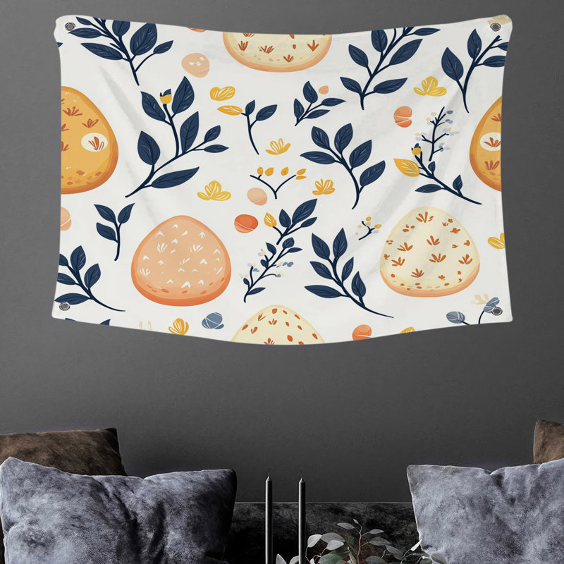 Tapisserie murale Nature Doodles - décoration murale graphique, H 68 po x l 80 po