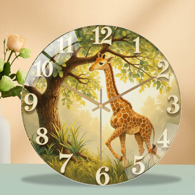 Horloge murale silencieuse en verre trempé de 30 cm (12 pouces), « Ep2p_00485_ », fonctionne avec des piles (piles AA non comprises), décoration artistique pour la maison