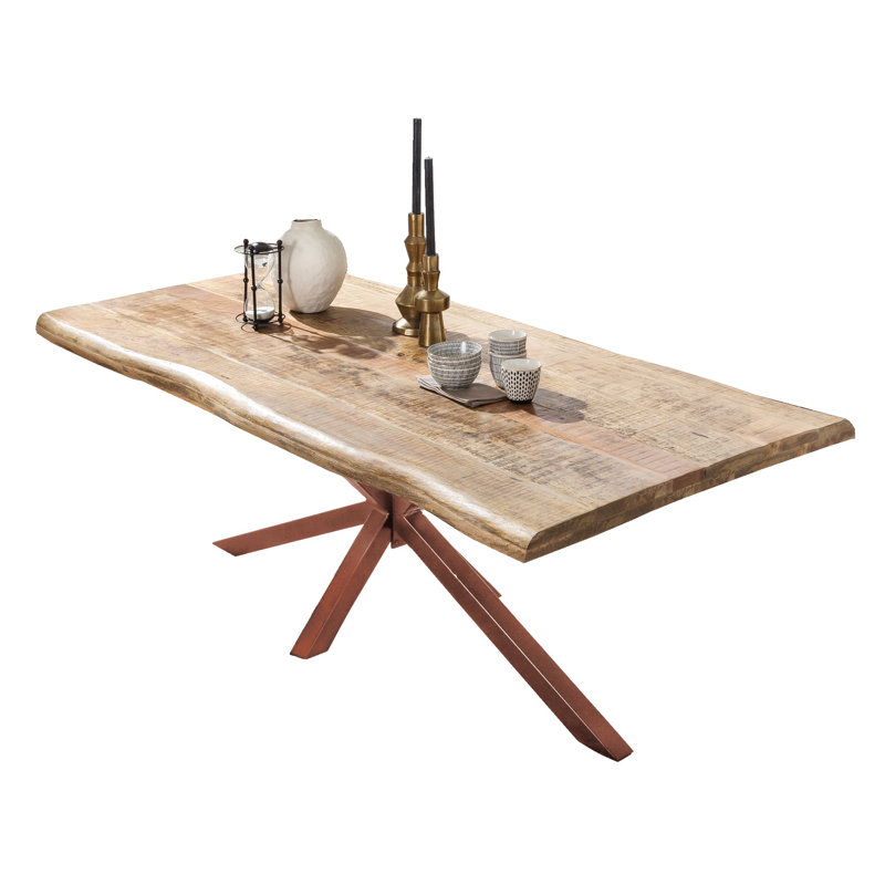 Isaac Mango Rectangular Wood Top Dining Table, 77cm H x 200cm L x 100cm W, Antique brown