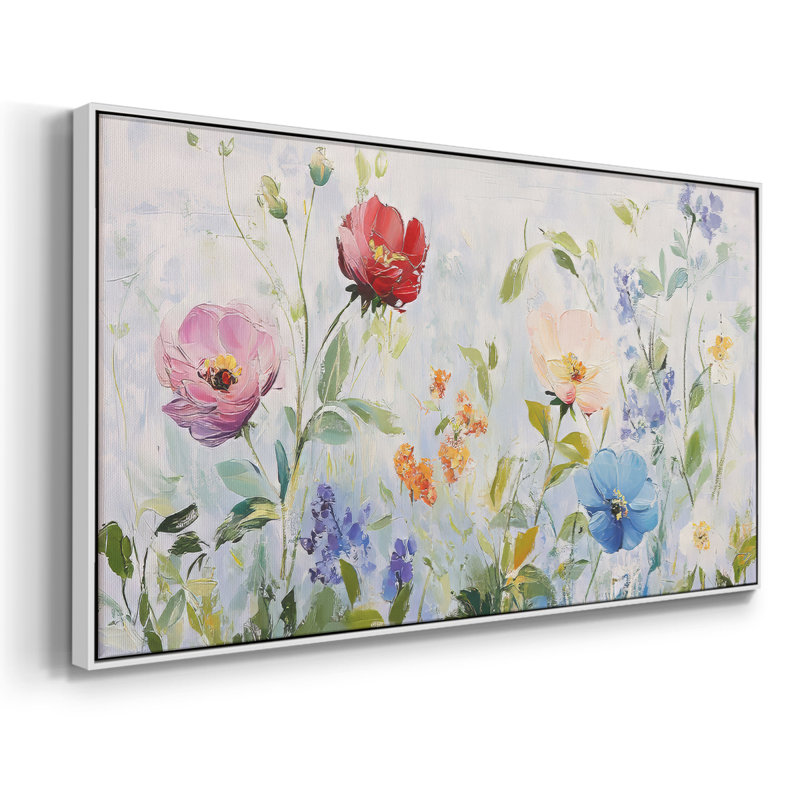 Botanical Series-CCCE - Toile tendue avec châssis tendue, prête à être accrochée, H 21 po x l 41 po, Blanc