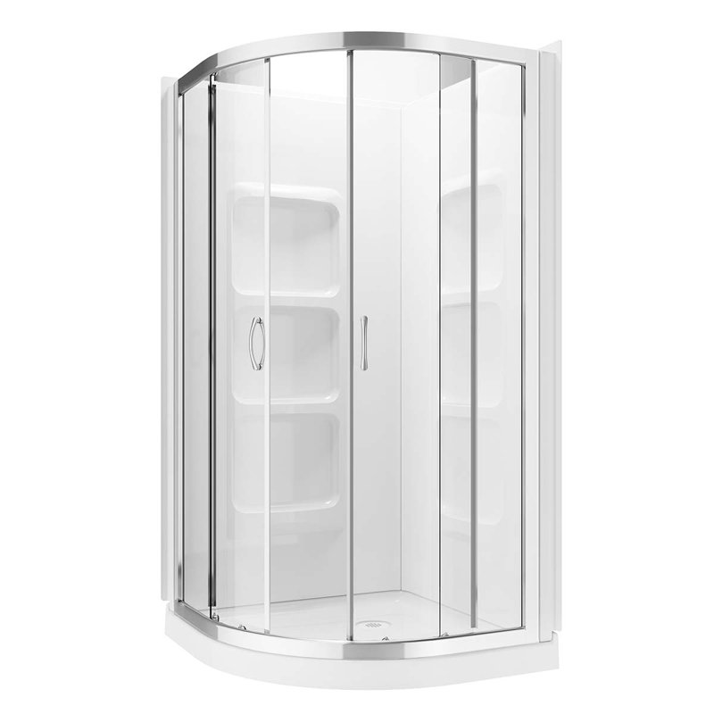 40'' W 75'' H Semi-Frameless Round Reversible Shower Kit
