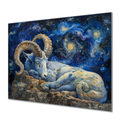 Blue White Astrology Cosmic Climber Capricorn I - Astronomy Capricorn Wall Art Living Room