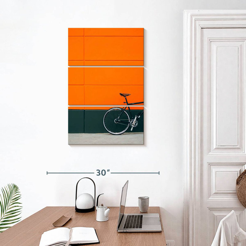 Mehar Bicycle On Orange, 32" H x 20" W