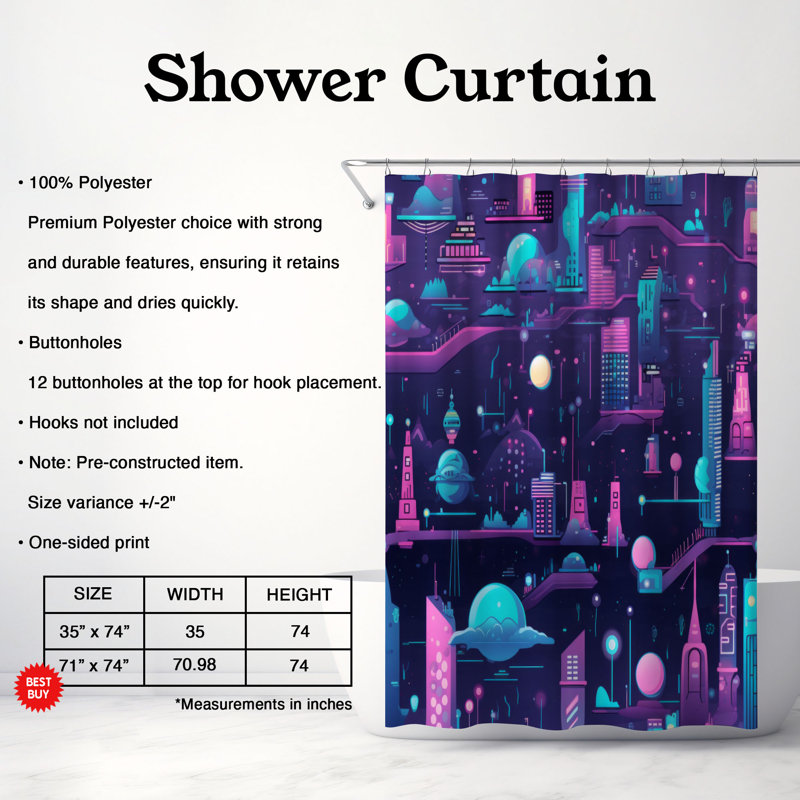 Urban Neon - Premium Shower Curtain, 74"H x 71"W