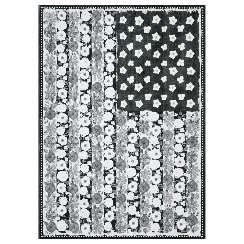 Tapis de salon lavable et antidérapant, Noir, Rectangle 9 pi x 12 pi