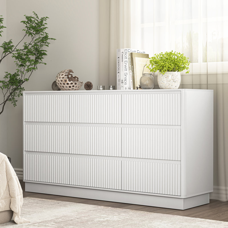 Commode blanche 9 tiroirs en bois, grande commode moderne avec meuble télé | Idée de cadeau, Blanc