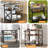 Carvajal Portable Outdoor Kitchen Island Grill Cart With Locking Wheels, Wood Looking Countertop And Handle