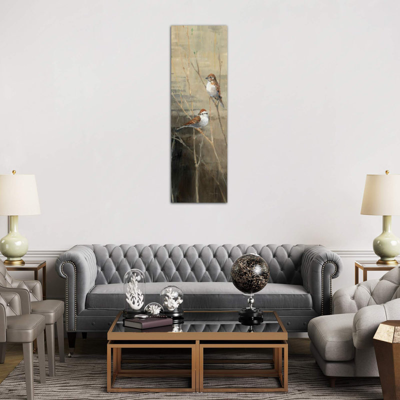 Sparrows At Dusk Ii by Avery Tillmon - Wrapped Canvas Panoramic Painting, 30.48 cm H x 91.44 cm W x 1.91 cm D