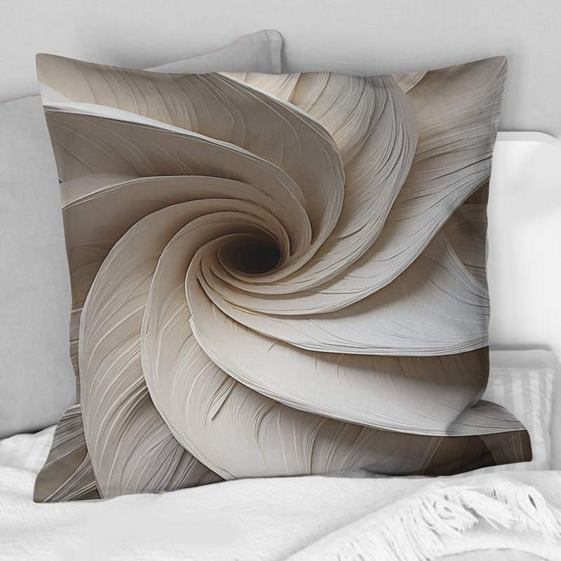 Coussin décoratif blanc avec spirales de minimalisme blanc