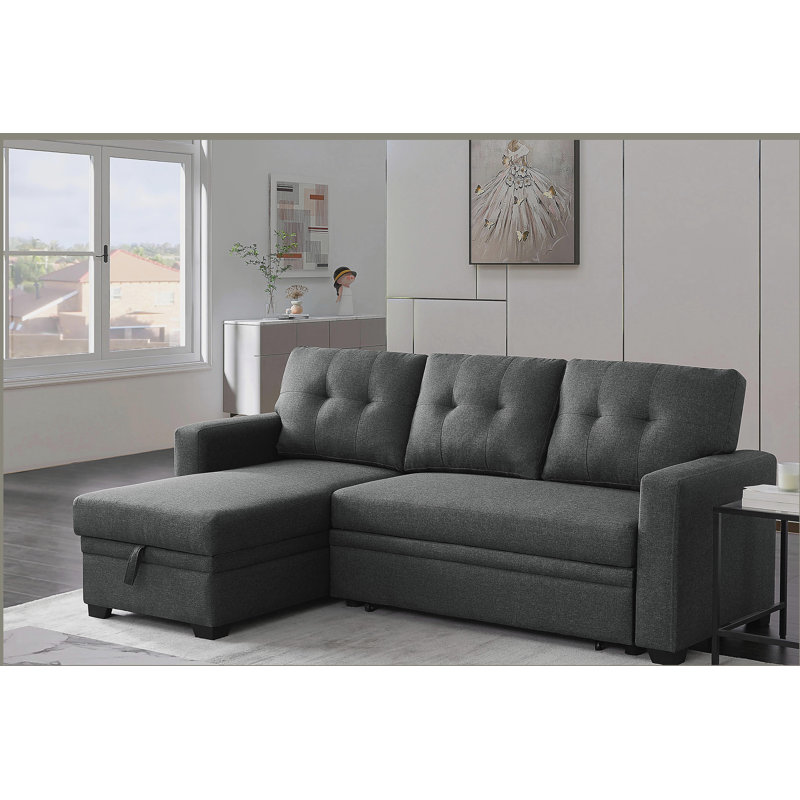 Canapé modulaire rembourré avec méridienne, Gris foncé