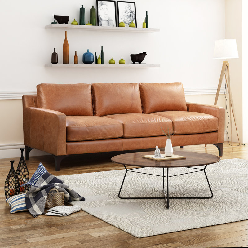 Sorrento 86'' Full-Grain Genuine Italian Leather Sofa
