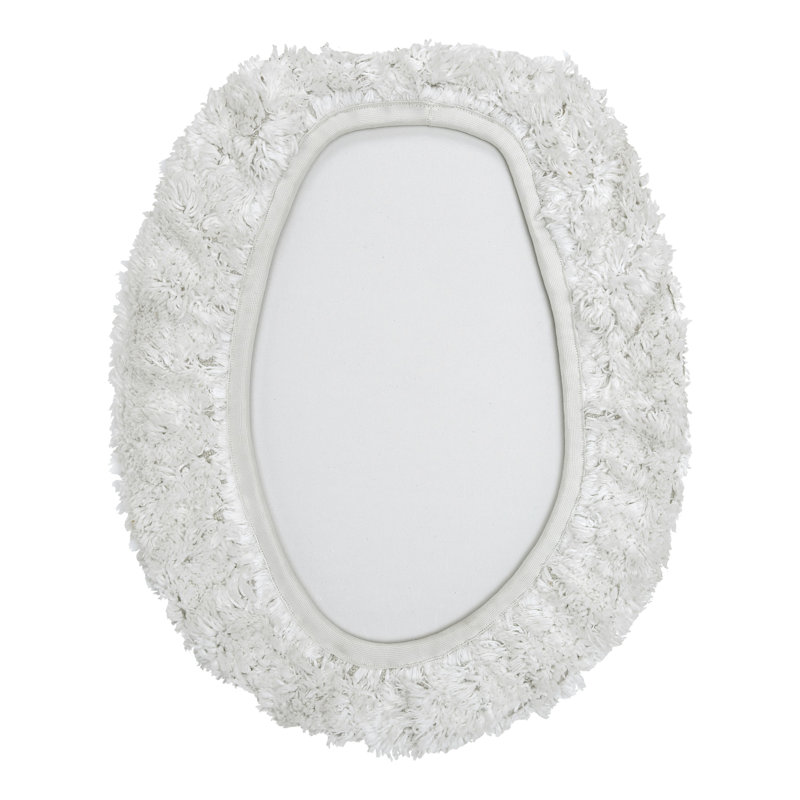 Lux Collection Premium 100% Cotton Extra Soft & Machine Washable Tufted Elongated Toilet Lid Covers, 18” x 20”, White