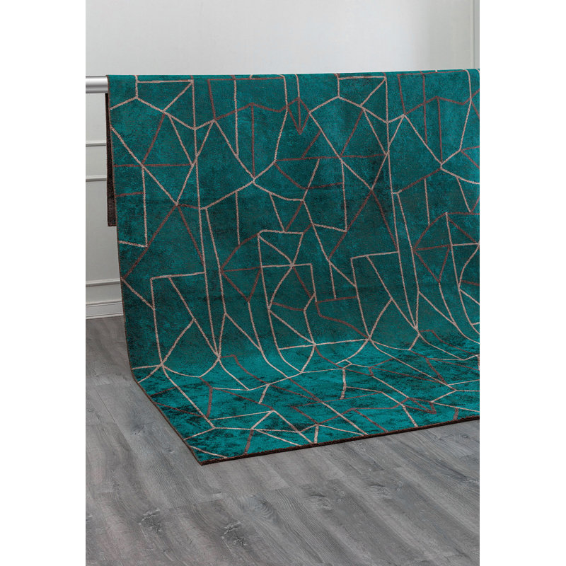 Anagha Abstract Hand Loom Indoor / Outdoor Area Rug, Rectangle 7'10" x 9'10"