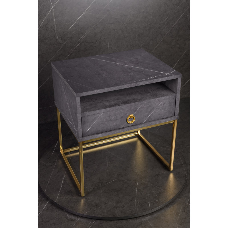 Marigold 50.2cm W Manufactured Wood Bedside Table, Purple
