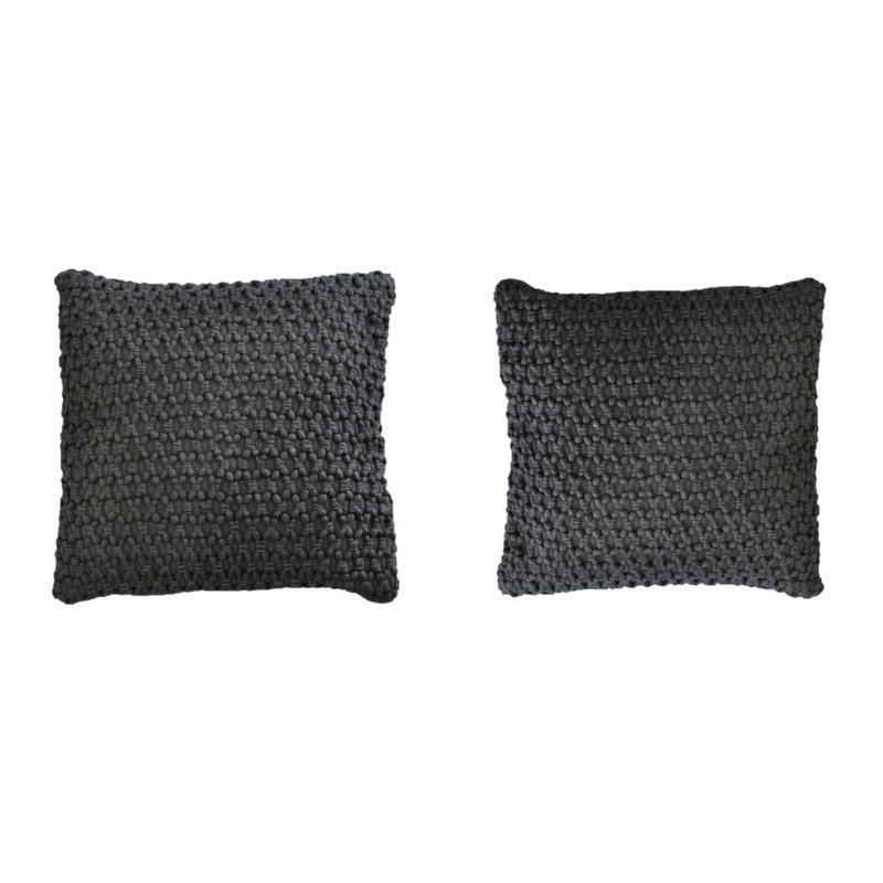 Housse de coussin diamant tressé carré, Gris