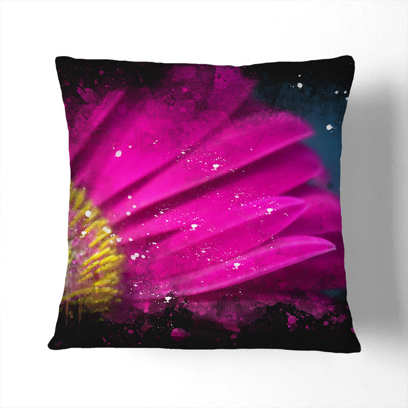 Bright Pink Gerbera Flower Cushion with Filling, 55cm H x 55cm W x 20cm D
