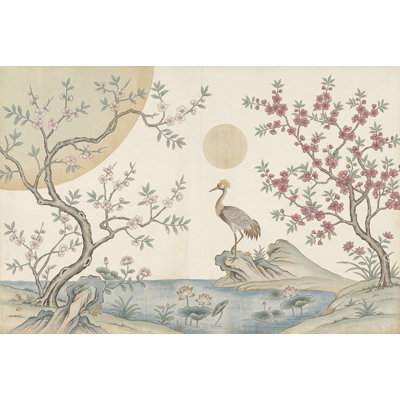 Papier peint vert discret Sage Chinoiserie