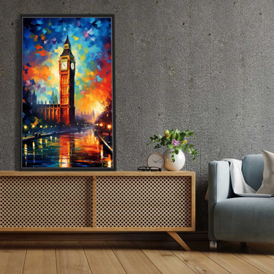 «London, England At Twilight V2», peinture sur toile à cadre flottant