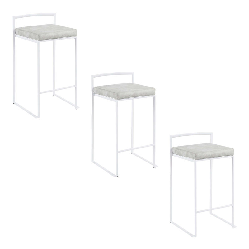 Ensemble de 3 tabourets de bar empilables contemporains avec sièges rembourrés
