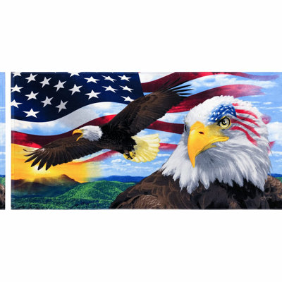 Patriotic Eagle Beach Towel - 30x60 Inch Soft Cotton, USA Flag Design