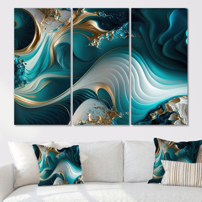 " Abstract Geode Turquoise II " 3 - Pieces