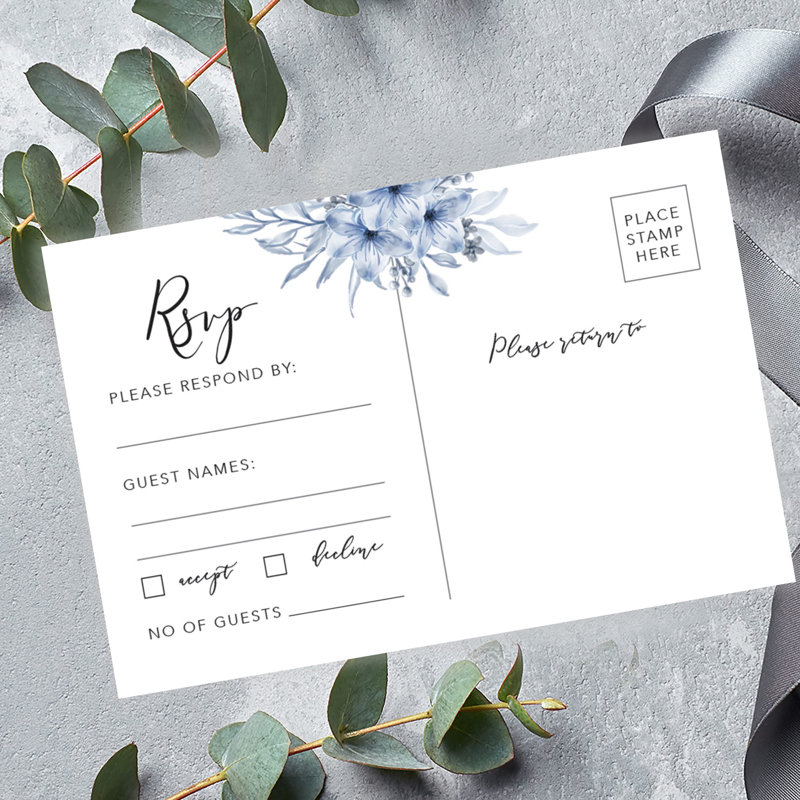 Paper Invitation Kit, White/Blue