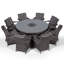Karas 8 - Person Wicker Patio Dining Set with Round Table , Cushions Included-39926007