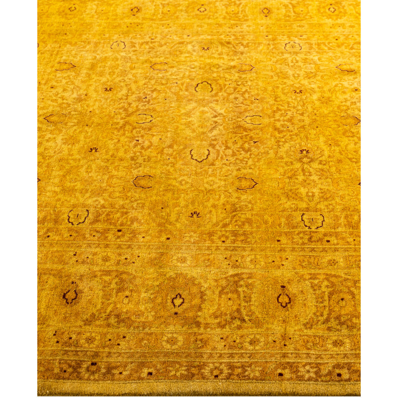 Overdyed Hand-Knotted Wool Modern-Contemporary Gold Area Rug 4' 8" x 6' 10"