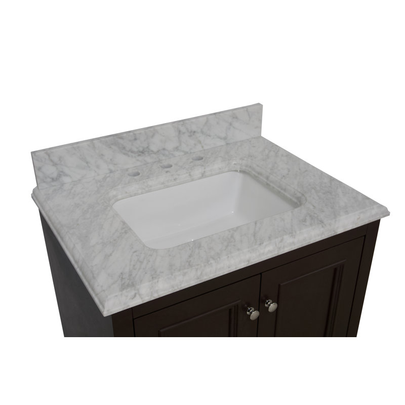 Ensemble de meuble-lavabo simple 30 po Loughlam, Chocolat, Marbre de Carrare