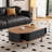 47" Mid-century Modern Fluted And Oval Coffee Table With A Drawer