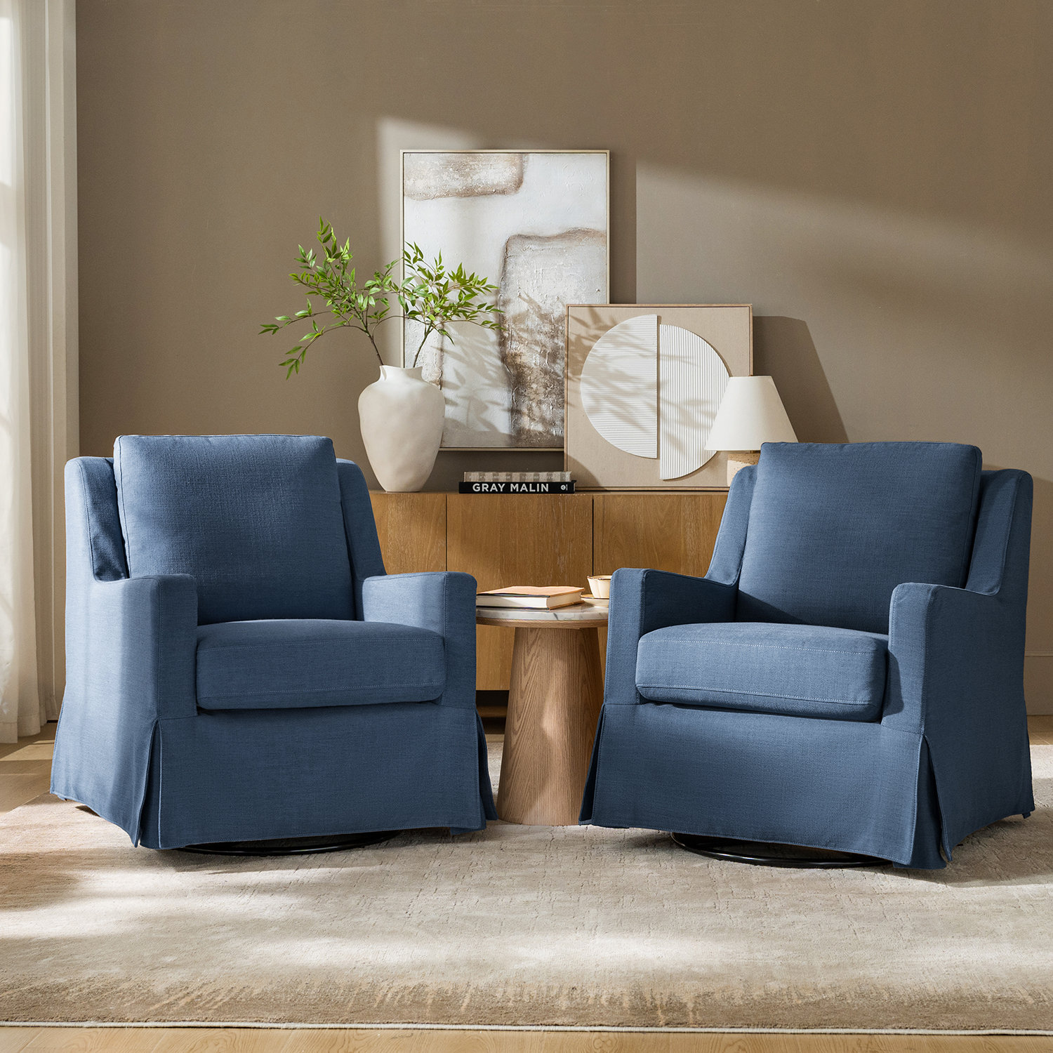 Lucie Swivel Accent Chair, Slate Blue
