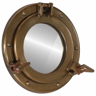 Porthole Mirror Wall Hanging Aluminium And Glass