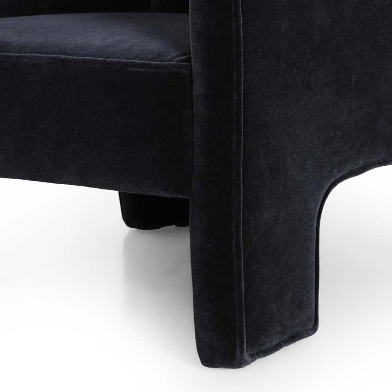 Fauteuil demi-tonneau Ajournee, Velours bleu marine Monte