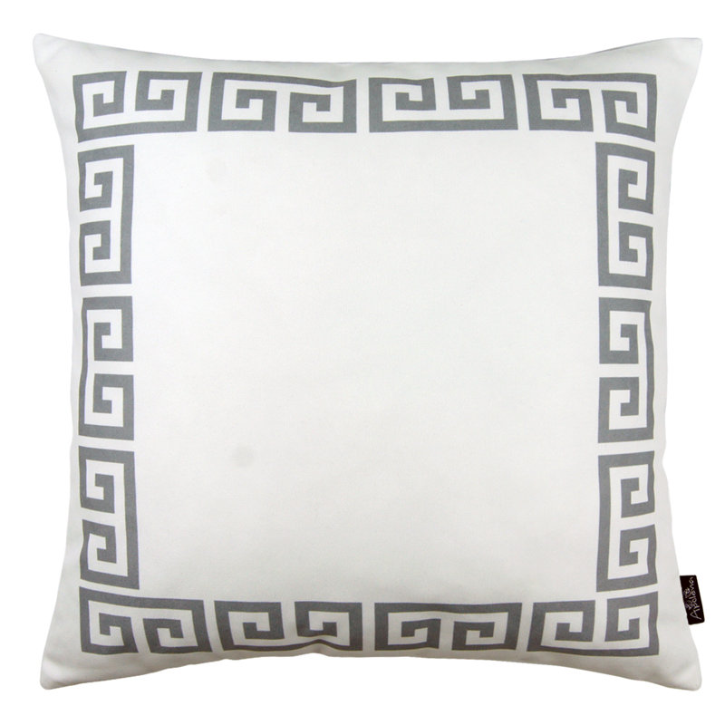 Greek Key Red and White 20" x 20" Polyester Throw Pillow Cover