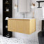 Meuble-lavabo mural simple 36 po en chêne avec plateau en résine intégrée blanche