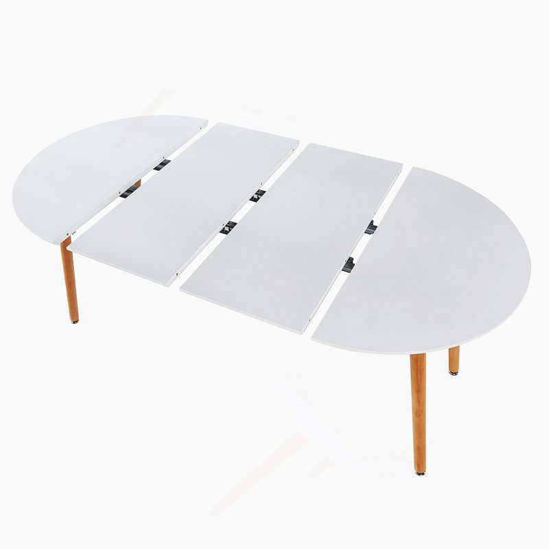 Extendable Dining Table,100/140/180X100x75cm,Wood Leg,Black MDF Table, White