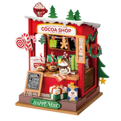 Miniature Cocoa Shop Kit For DIY Decoration - Christmas Fireplace Craft Kit For Adults, Perfect Holiday Gift
