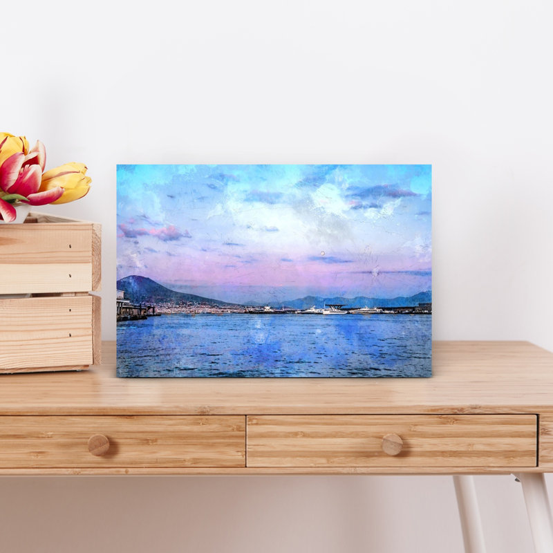 Art mural côtier Twilight Harbor Serenity, 12" H x 18" W