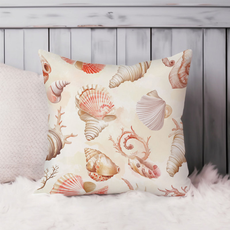 Housse de coussin de plage et de bord de mer, Rouge / beige nautique / plage, Carré 16 po