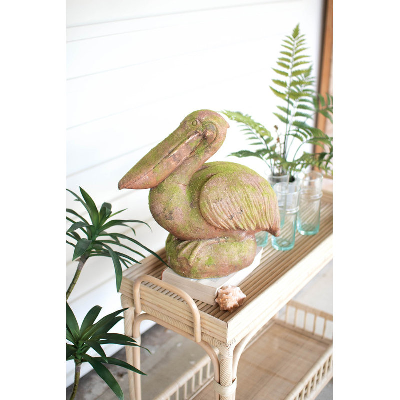  Decorative Faux Concrete Pelican – 16" Tall Coastal Accent