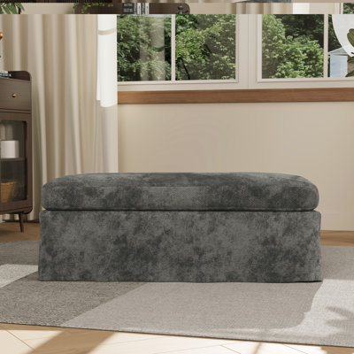 43.7"W Chenille Upholstered Ottoman,Dressing Shoe Bench