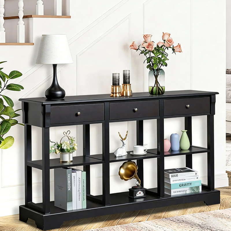 American retro black console table