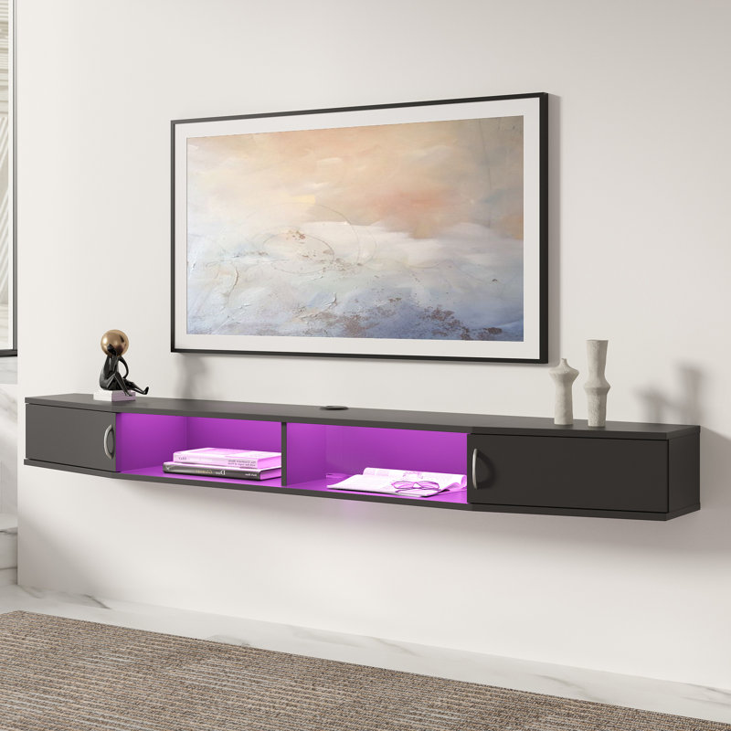 Unfinished Floating TV Stand, Black