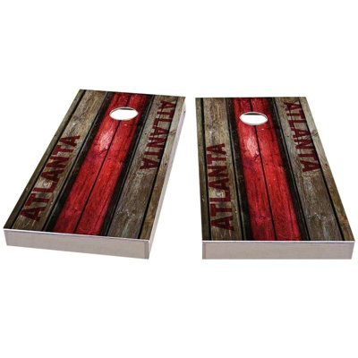 Ensemble de jeu de cornhole Atlanta Football 2x4 | Comprend (2) planches (8) sacs et accessoires optionnels