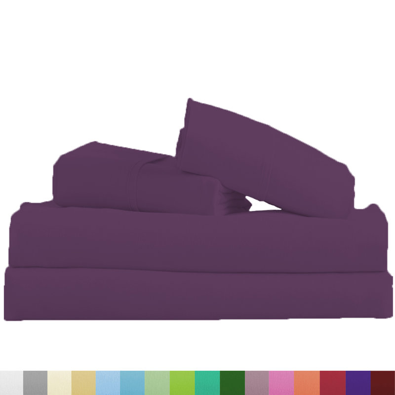 Signature Series Microfiber Sheet Set, King Sheet Set + Fitted Sheet + 2 Pillowcases, Eggplant